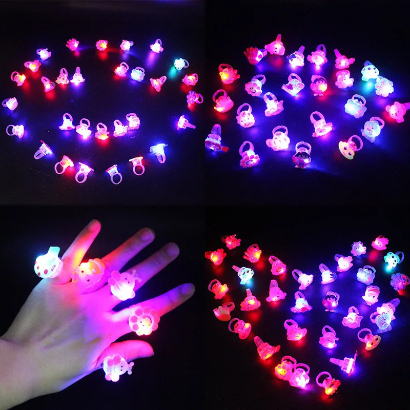 HOT SALE 10/5Pcs Cartoon LED Luminous Finger Rings Shine In The Dark Light Toys for kids Girl Birthday Party Favors Gifts - Eloy Royal