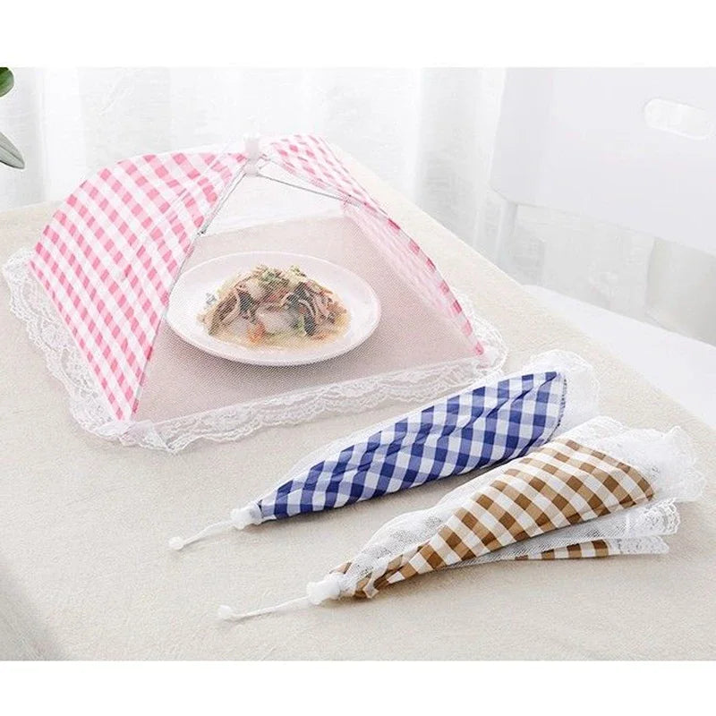 33CM Kitchen Folded Food Cover Umbrella Half Clear Mesh Hygiene Grid Food Dish Cover Kitchenware covering Cap Dirt dust prevent - Eloy Royal