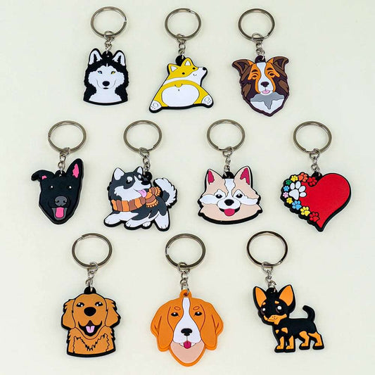 1PCS PVC Keychain Cute Animal Dog Shark Cats Frogs Keyring Kids Favor Toys Birthday Gift Custom Key Chain for Car Key Holder