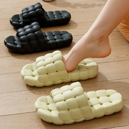 Couple Household Slippers Eva Soft Sole Anti-slip Massage Hollow Out Drainage Bathroom Slippers Footwear for Women Men 37-43 - Eloy Royal