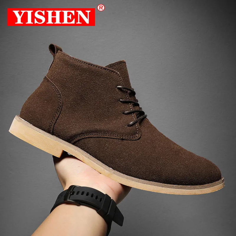 YISHEN Ankle Boots For Men Winter Boot Lace Up British Style Classic Suede Boots Casual Shoes Work Footwear Botas Zapatos Hombre - Eloy Royal