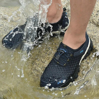 Men Sneakers Summer Wading Mesh Shoes Comfortable Slip on Outdoor Hiking Shoes Zapatos Hombre Casual Climbing Trekking Footwear - Eloy Royal