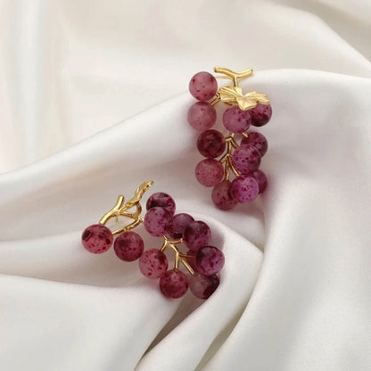 Grape Long Dangle Earrings Fruits Shaped Dangling Ear Rings Accessory