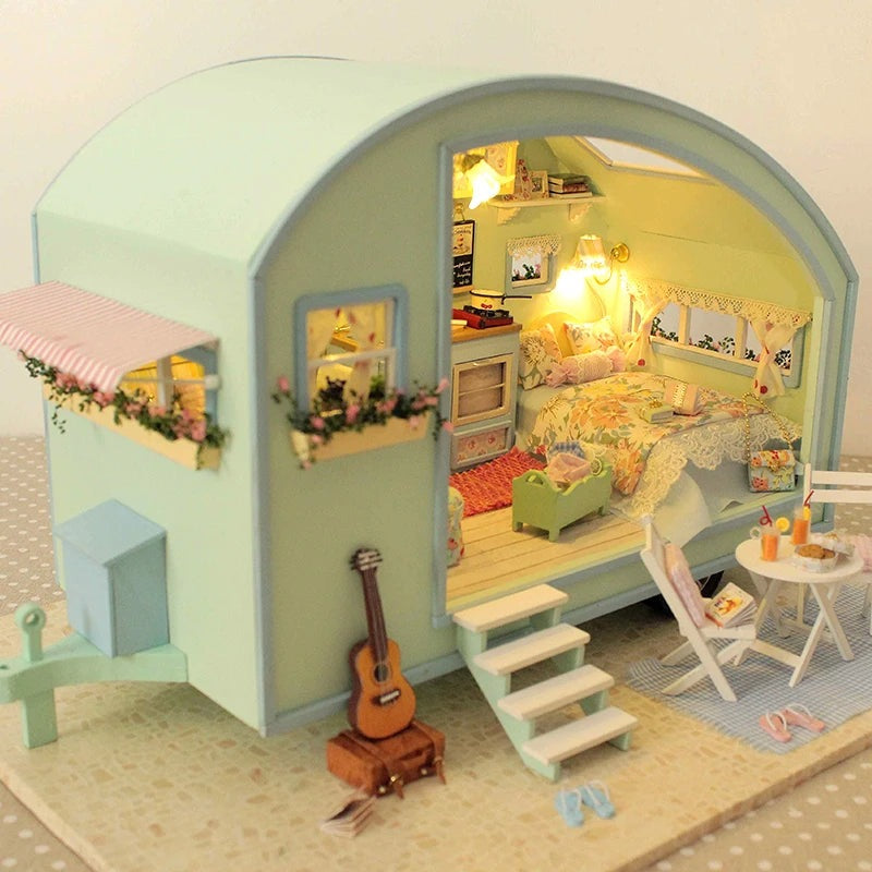 Cutebee DIY Doll House Wooden Doll Houses Miniature Dollhouse Furniture Kit Toys for Children Gift Time Travel Doll Houses - Eloy Royal