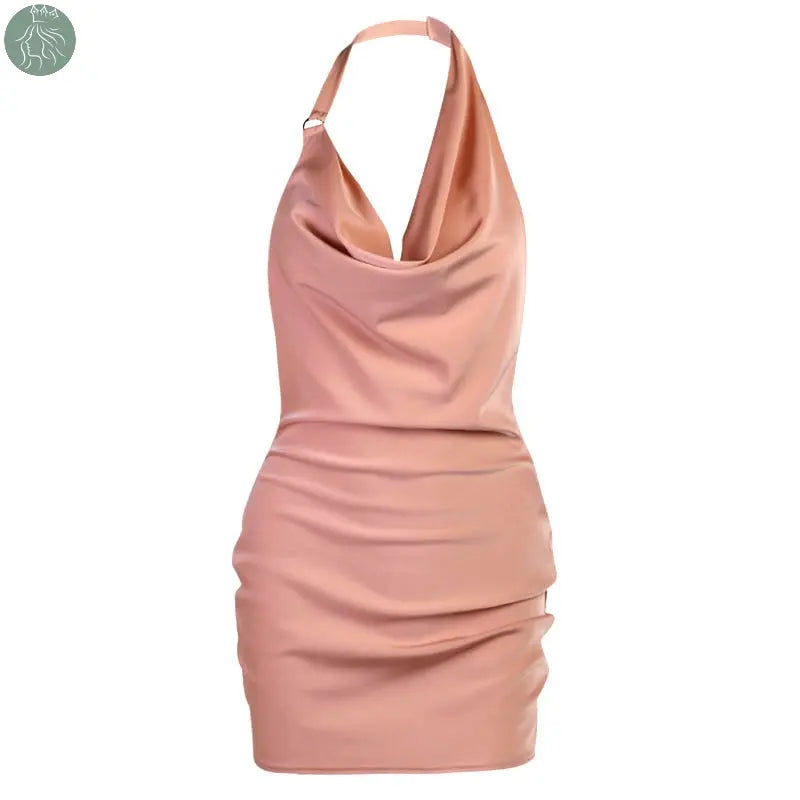 Satin Party Dress V Neck Backless Mini Sleeveless Summer Party Dress - Eloy Royal