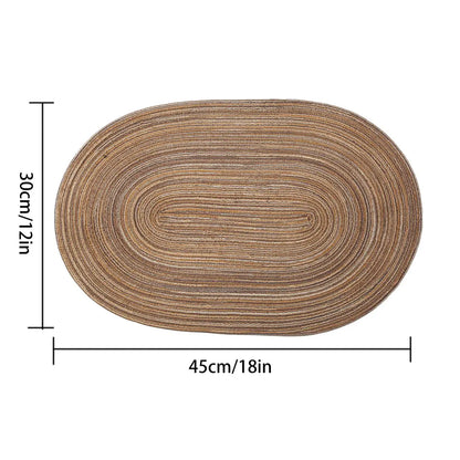 4PCS/set Oval Rop Cotton Braided Table Place Mats Braided Coaster Placemas Non-Slip Table Mats for Dining Kitchen Table Washable