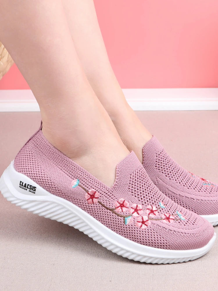 Shoes Women Sneakers Mesh Breathable Floral Comfort Mother Soft Solid Color Fashion Female Footwear Lightweight Shoes for Women - Eloy Royal