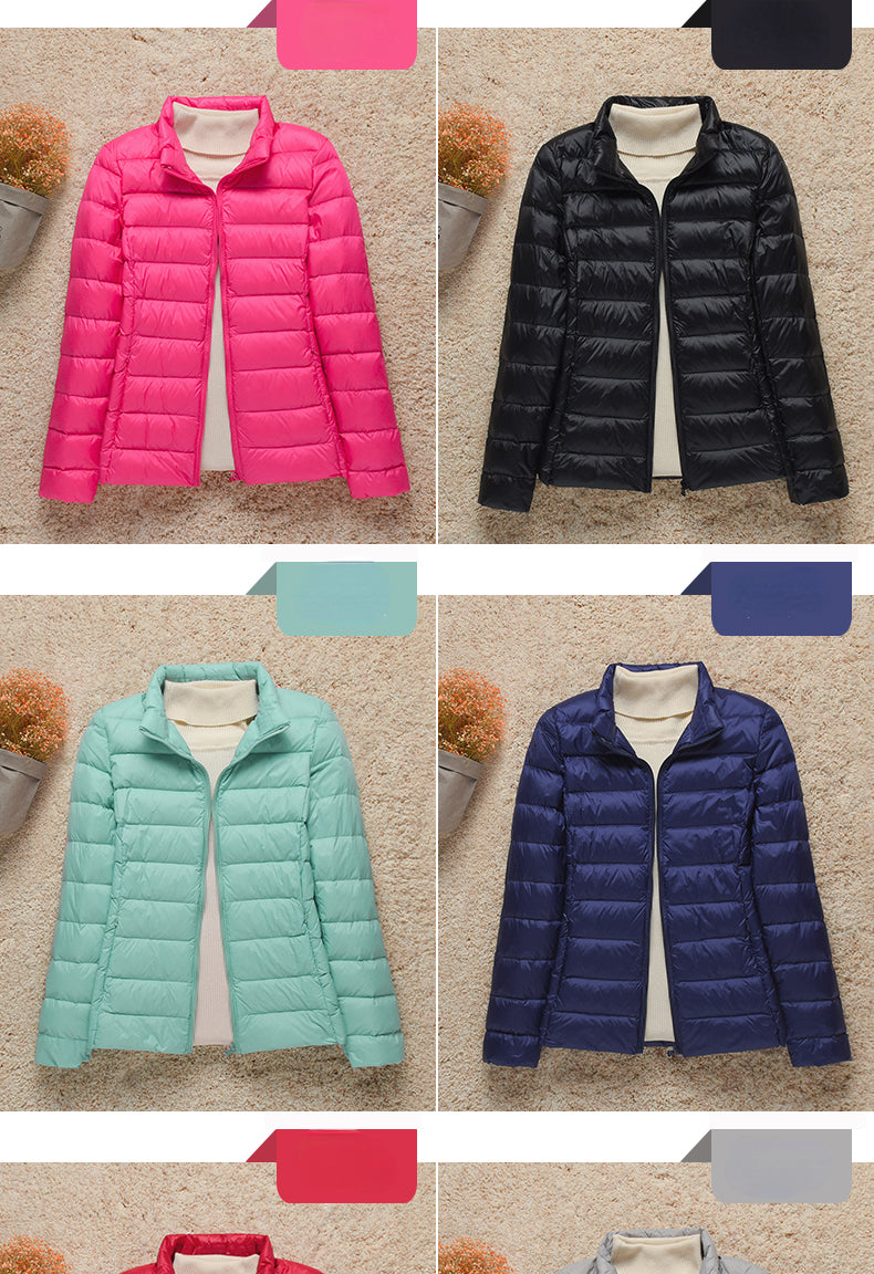 New Fashion Female Cold Jacket Women Winter Light White Duck Down Jacket Slim Puffer Jacket Portable Windproof Down Coat