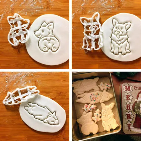 3 Type 3Pcs/set Cute Corgi Dog Shaped Cookie Cutters Mold Kitchenware Bakeware DIY Tool - Eloy Royal