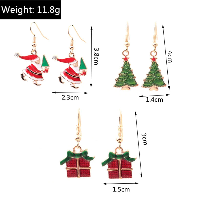 New Fashion Mix Styles Merry Christmas Drop Earrings for Women Christmas Tree Deer Santa Dangle Earrings New Year Jewelry Gifts