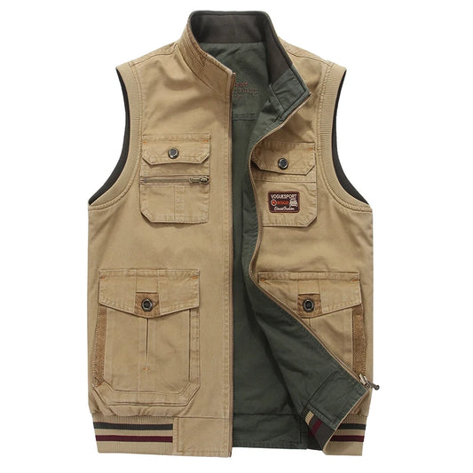 Autumn Mens Vests Sleeveless Tactical Photographer Jacket Cotton Casual Multi Pocket Vest Male Waistcoat Coat Plus Big Size 8XL - Eloy Royal