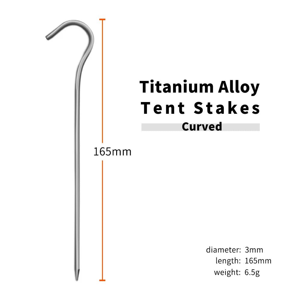 TiTo 8pcs/12pcs Titanium Tent Pegs Titanium Tent Nail Outdoor Camping Tent Accessory Tent Stake Bend Hook Head Diameter 3.0mm - Eloy Royal