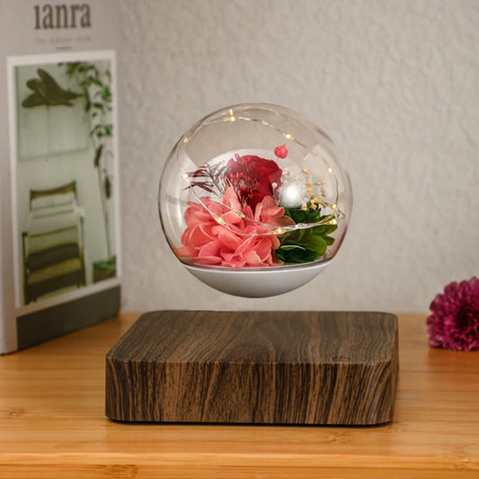 Magnetic Levitating Preserved Flower Rotation Flower Lamp Creative Floating LED Night Light For Home Desk Office Decoration