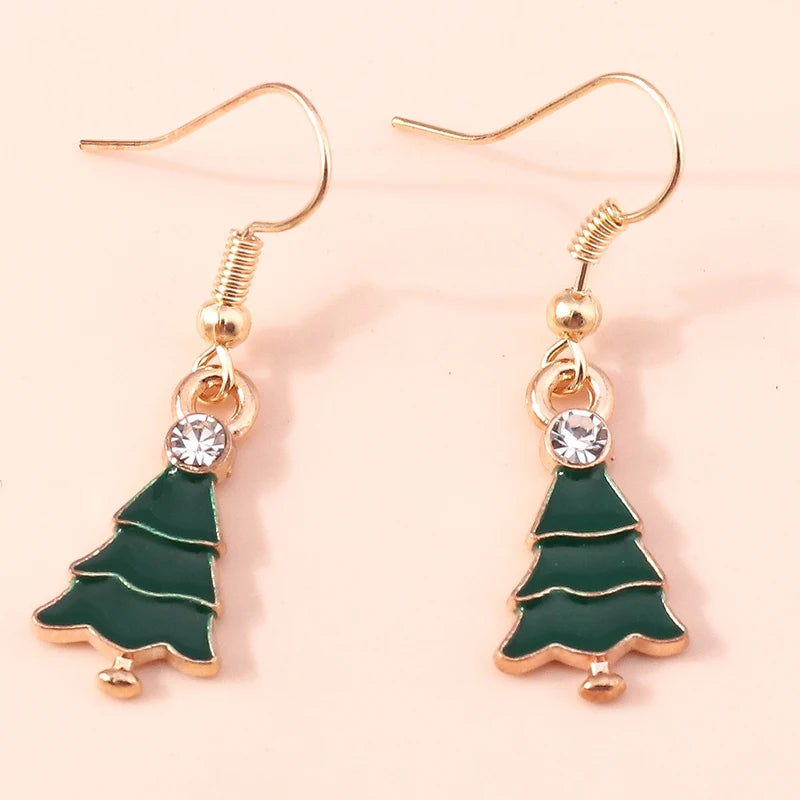 New Fashion Mix Styles Merry Christmas Drop Earrings for Women Christmas Tree Deer Santa Dangle Earrings New Year Jewelry Gifts