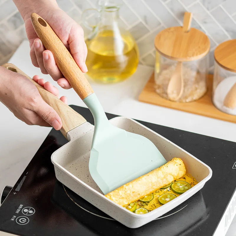 Silicone Spatula Cooking Utensils Beef Meat Egg Kitchen Scraper Wide Pizza Cooking Tools Shovel Non-stick Spatula Kitchenware - Eloy Royal