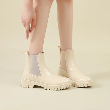 Rain Shoes Women Waterproof Boots Chelsea Chunky Galoshes Garden Work Rubber Boot Female Oil-proof Non-slip Kitchen Footwear - Eloy Royal