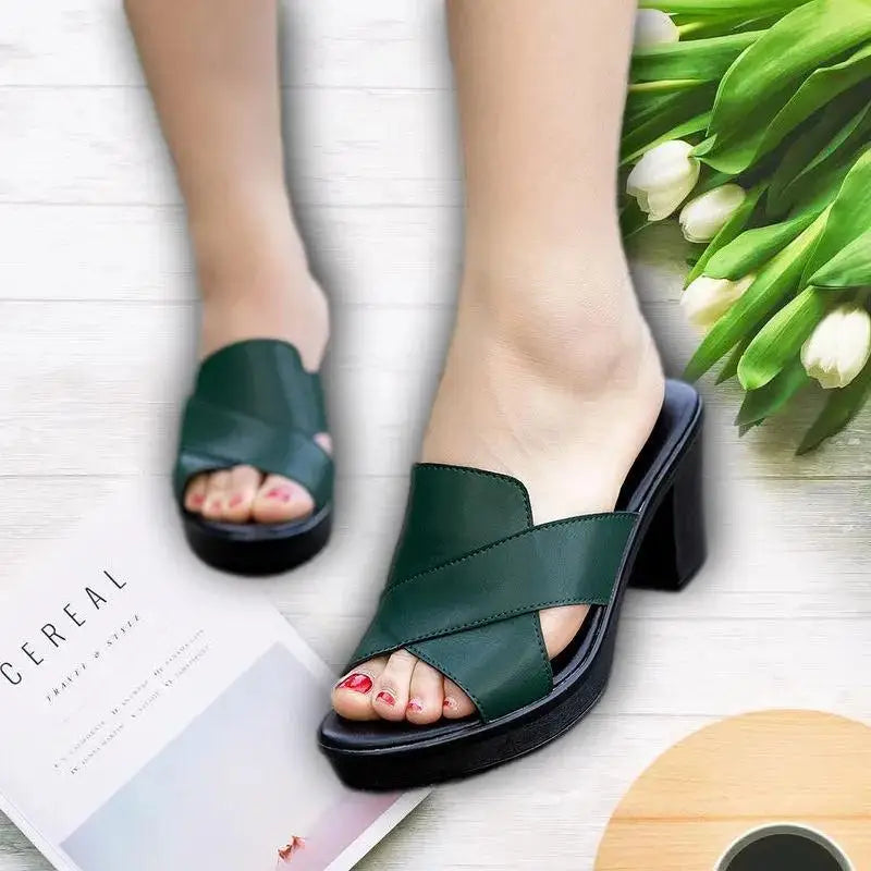 Women Summer New High Heels Slippers Feamle Thick Heel High-heeled Casual Shoes Outdoor Heel Slippers Footwear Zapatos De Mujer - Eloy Royal