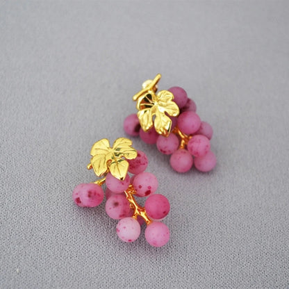 Grape Long Dangle Earrings Fruits Shaped Dangling Ear Rings Accessory