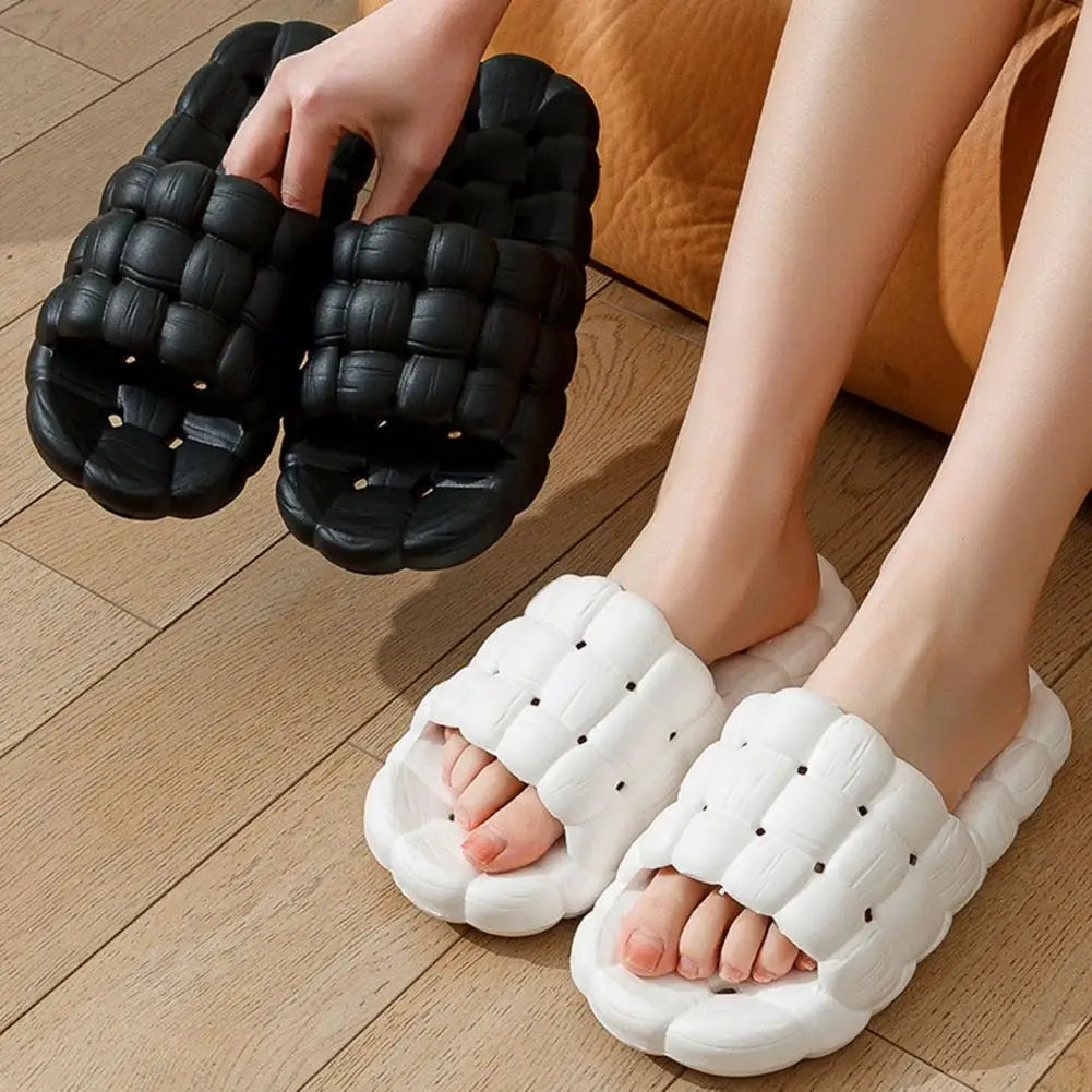 Couple Household Slippers Eva Soft Sole Anti-slip Massage Hollow Out Drainage Bathroom Slippers Footwear for Women Men 37-43 - Eloy Royal