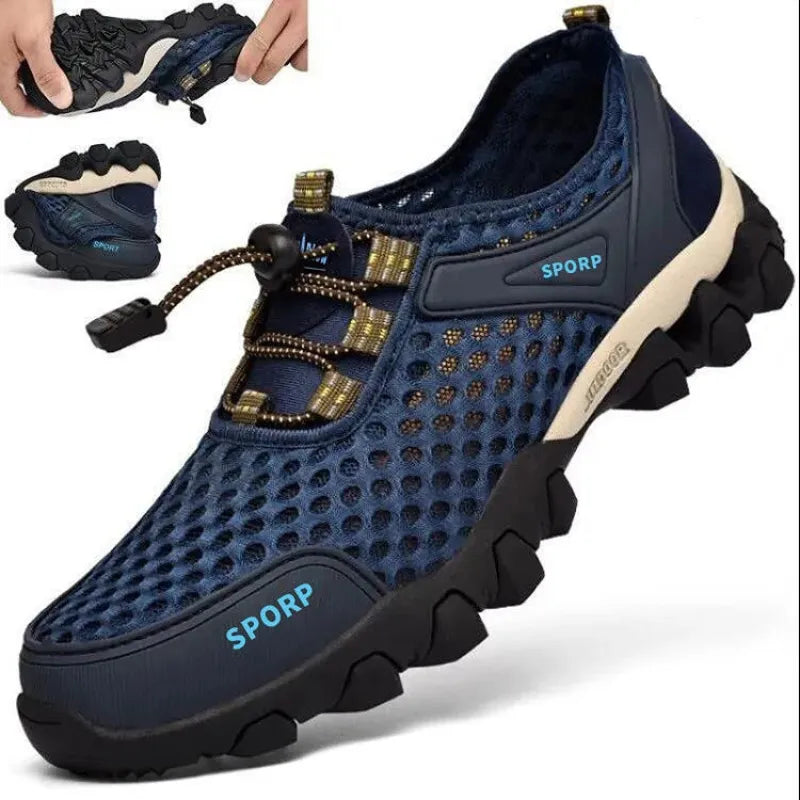 Men Sneakers Summer Wading Mesh Shoes Comfortable Slip on Outdoor Hiking Shoes Zapatos Hombre Casual Climbing Trekking Footwear - Eloy Royal