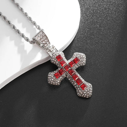 Exquisite Shiny Cross Square Crystal Zirconia Pendant Necklace for Women Men Fashion Hip Hop Party Luxury Jewelry Christmas Gift - Eloy Royal