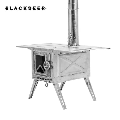 BLACKDEER Outdoor 304 Stainless Steel Tent Wood Stove with Pipes, Portable Camping Firewood Stove for Cooking 255mm - Eloy Royal