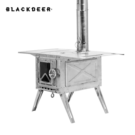 BLACKDEER Outdoor 304 Stainless Steel Tent Wood Stove with Pipes, Portable Camping Firewood Stove for Cooking 255mm - Eloy Royal