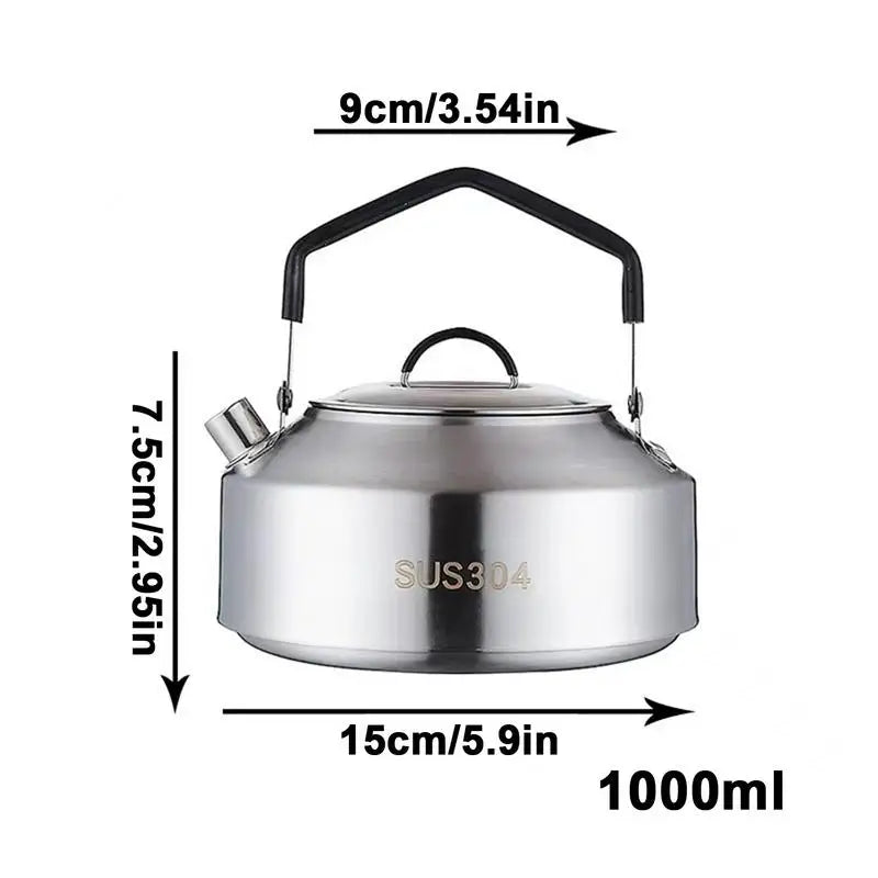 1L/1.5L Camping Water Kettle Outdoor Coffee Kettle Tableware Picnic Set Supplies Durable Camping Tea Kettle Tourism Cookware - Eloy Royal