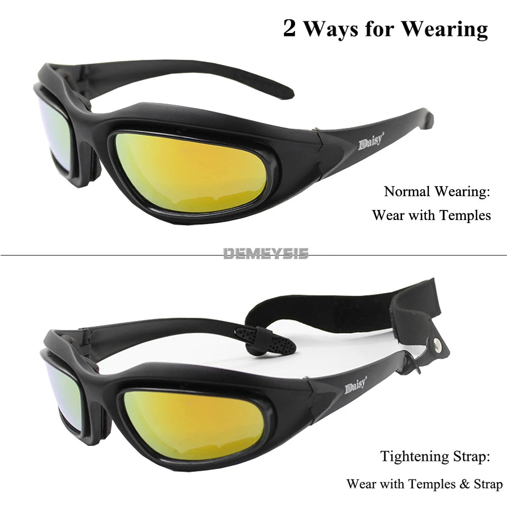 Outdoor Sports Eyewear Tactical Polarized Men Shooting Glasses Airsoft Glasses for Camping Hiking Cycling Glasses 4 Lens - Eloy Royal