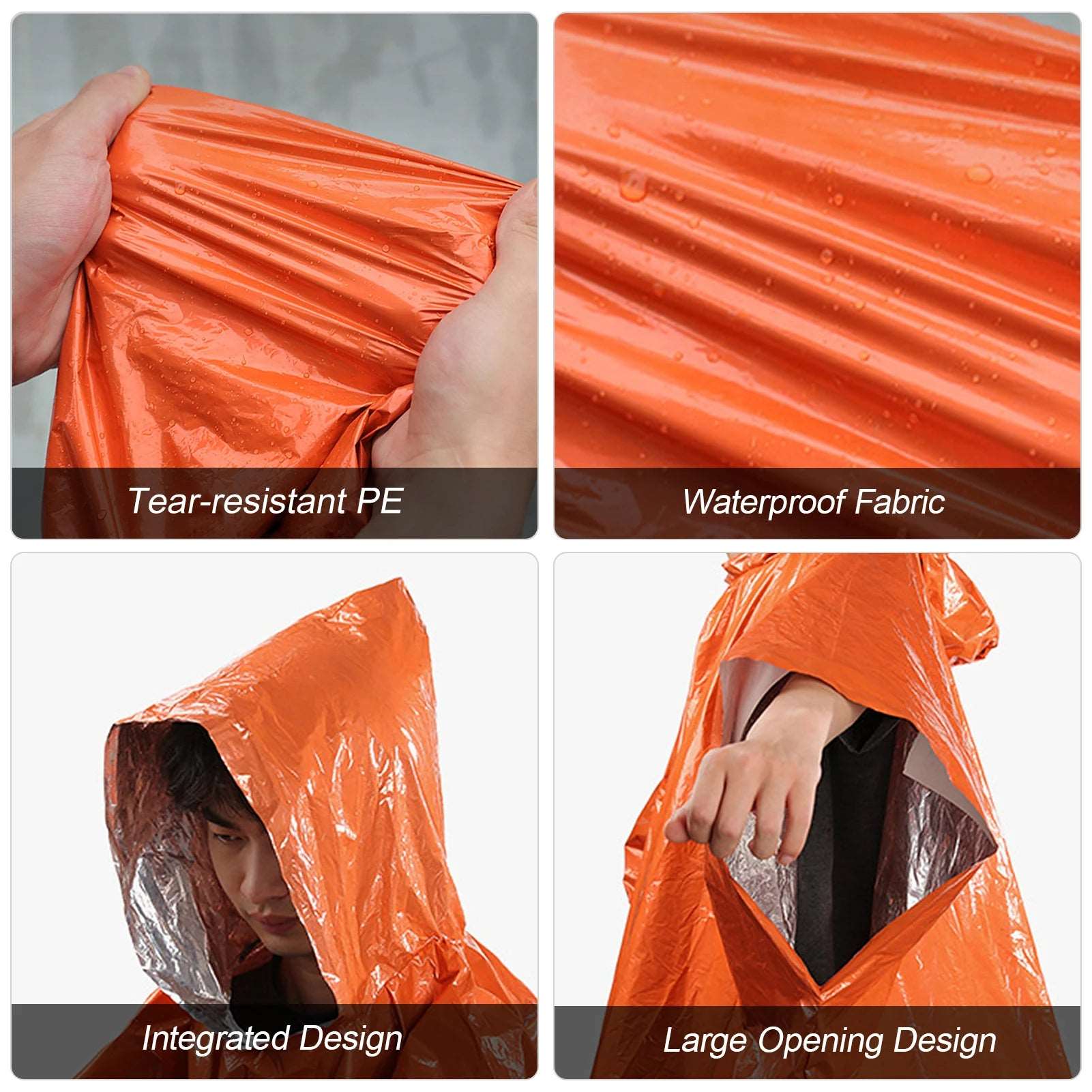 4/8pcs Emergency Rain Poncho Thermal Blanket Poncho Weather Proof Outdoor Survival Camping Gear Survival Gadgets