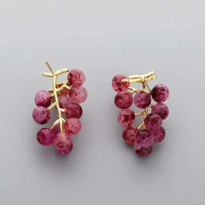 Grape Long Dangle Earrings Fruits Shaped Dangling Ear Rings Accessory