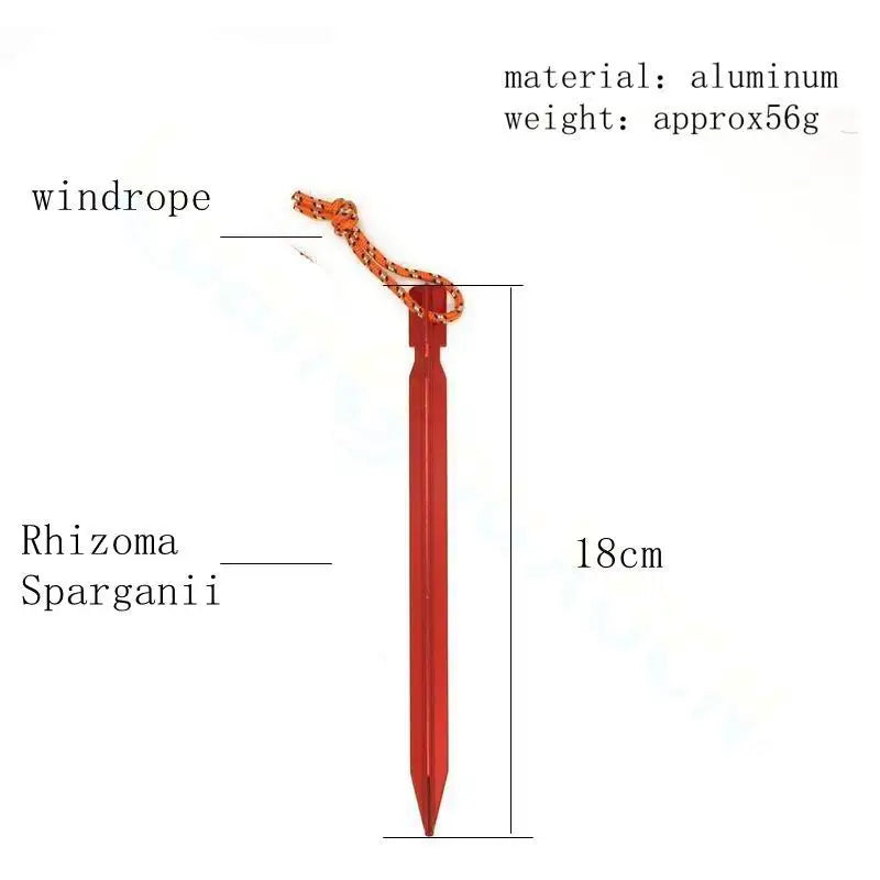 4pcs 18cm Tent Peg Nail Aluminium Alloy Stake with Rope Camping Equipment Outdoor Traveling Tent Building Beach Tent Pegs Bail - Eloy Royal