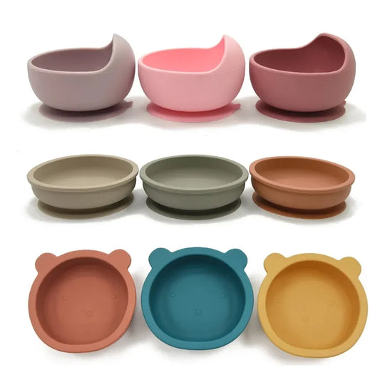 28Colors Baby Silicone Suction Bowls for Kids Waterproof Baby Feeding Tableware Spoon Children Dishes Kitchenware Infant Plates - Eloy Royal