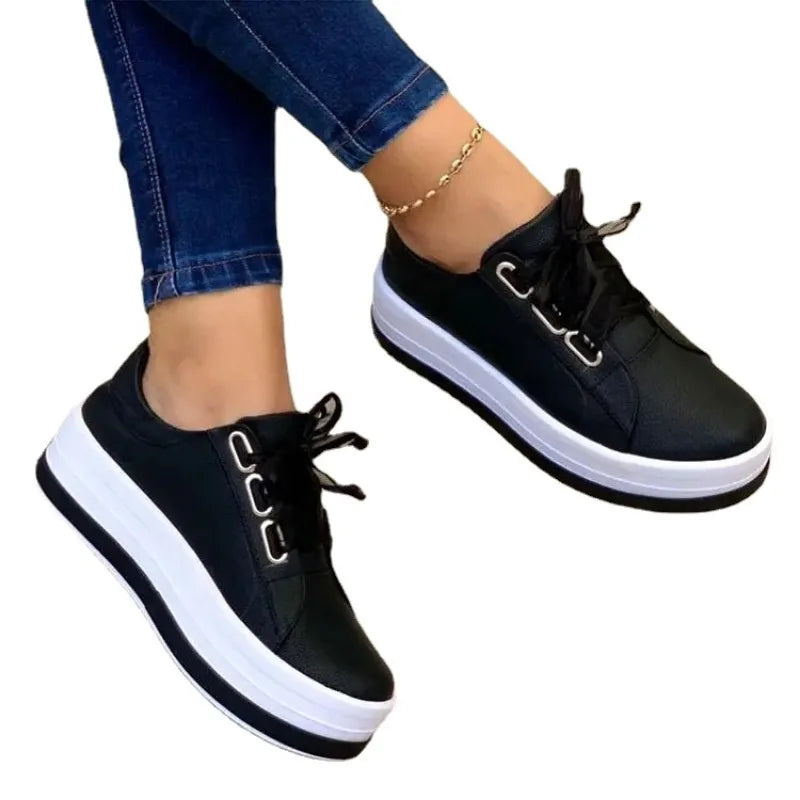 New Design Women Sneakers PU Leather Shine Fashion Shoes Women Thick Bottom Sneakers Women Footwear Size 36-43 - Eloy Royal