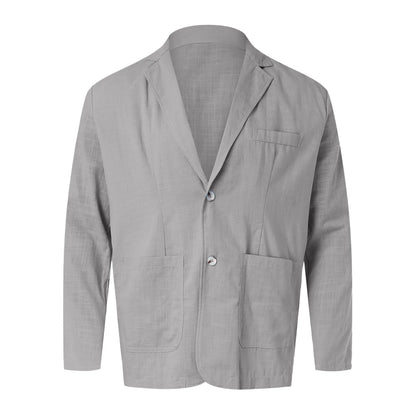 Spring New Casual Linen and Cotton Safari Suits for Men Clothing Solid Color Blazers Men Jackets Oversize Casual Suit Blazer