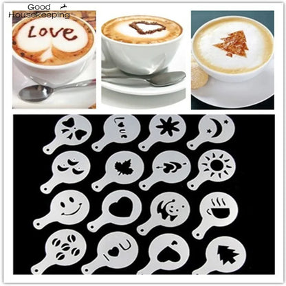 Creative Kitchen Accessories 16pc Fancy Coffee Printing Template Kitchen Tools Kitchenware Coffee Spray Template Kitchen Gadgets - Eloy Royal