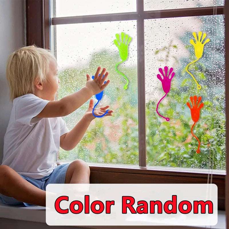 100-1PC Kids Funny Sticky Hands Toy Palm Elastic Sticky Squishy Slap Palm Toy Kids Novelty Gift Birthday Party Favors Supplies