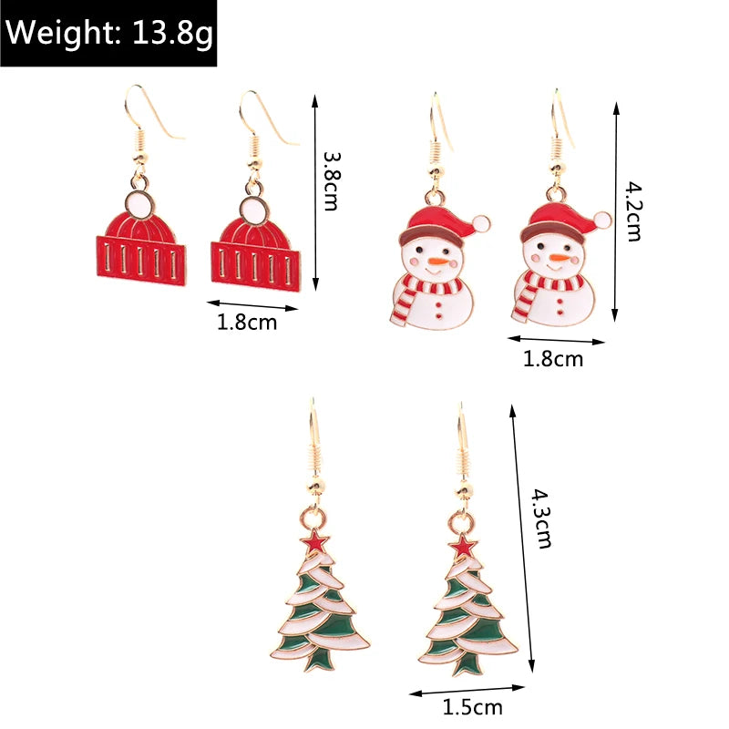 New Fashion Mix Styles Merry Christmas Drop Earrings for Women Christmas Tree Deer Santa Dangle Earrings New Year Jewelry Gifts