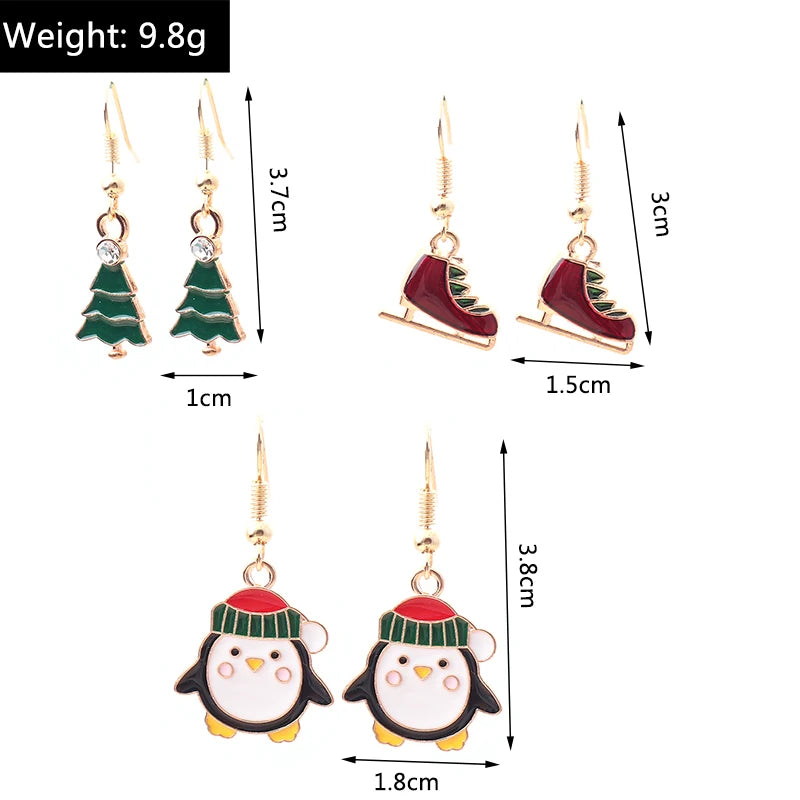 New Fashion Mix Styles Merry Christmas Drop Earrings for Women Christmas Tree Deer Santa Dangle Earrings New Year Jewelry Gifts