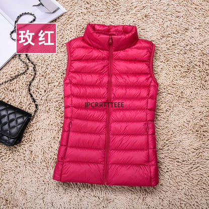 New Women Sleeveless Women Slim Ultra Light Down Jacket Girl Portable Lightweight Vests Windproof Warm Waistcoat