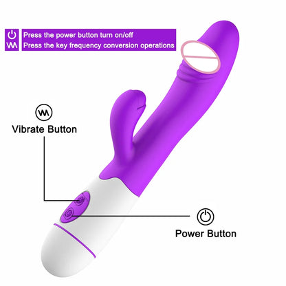 Rabbit Vibrator for Women Vagina G-Spot Nipple Clitoris Stimulator Thrusting Telescopic Rotating Dildo for Adult Sexy Toys - Eloy Royal