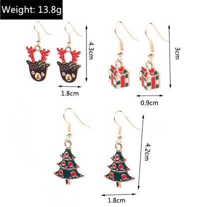 New Fashion Mix Styles Merry Christmas Drop Earrings for Women Christmas Tree Deer Santa Dangle Earrings New Year Jewelry Gifts