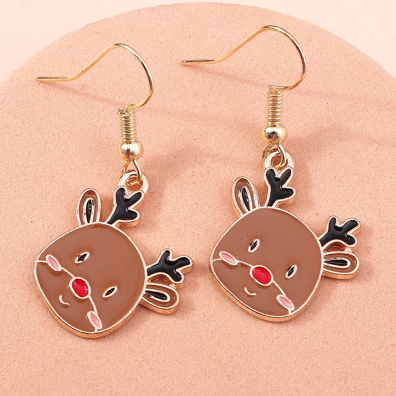 New Fashion Mix Styles Merry Christmas Drop Earrings for Women Christmas Tree Deer Santa Dangle Earrings New Year Jewelry Gifts