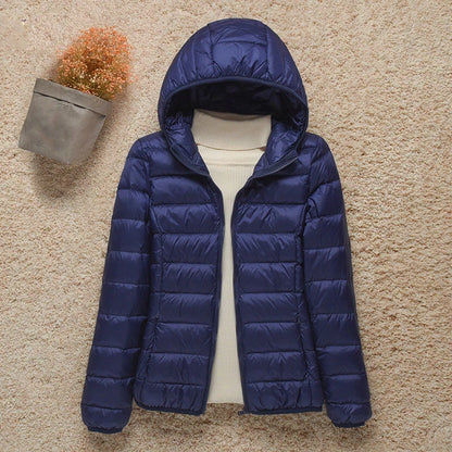 New Fashion Female Cold Jacket Women Winter Light White Duck Down Jacket Slim Puffer Jacket Portable Windproof Down Coat