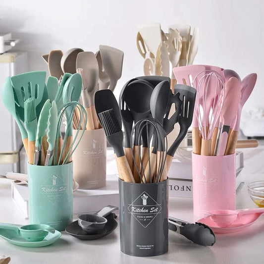 14PCS Heat Resistant Silicone Kitchenware Cooking Utensils Set Kitchen Non-Stick Cooking Utensils Baking Tools With Storage Box