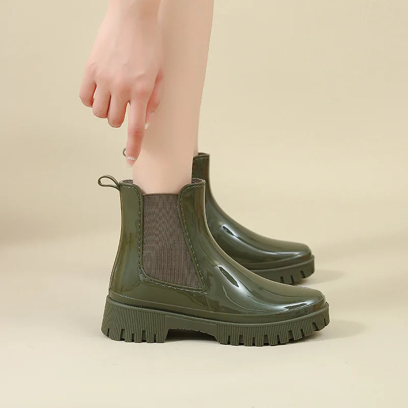 Rain Shoes Women Waterproof Boots Chelsea Chunky Galoshes Garden Work Rubber Boot Female Oil-proof Non-slip Kitchen Footwear - Eloy Royal