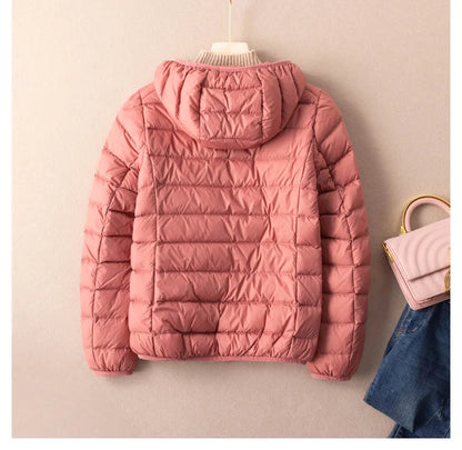 Women Autumn Down Jacket 2022 New Arrivals  90%  White Duck Down Ultra Light Fashion Hooded Keep Warm  Puffer Jacket