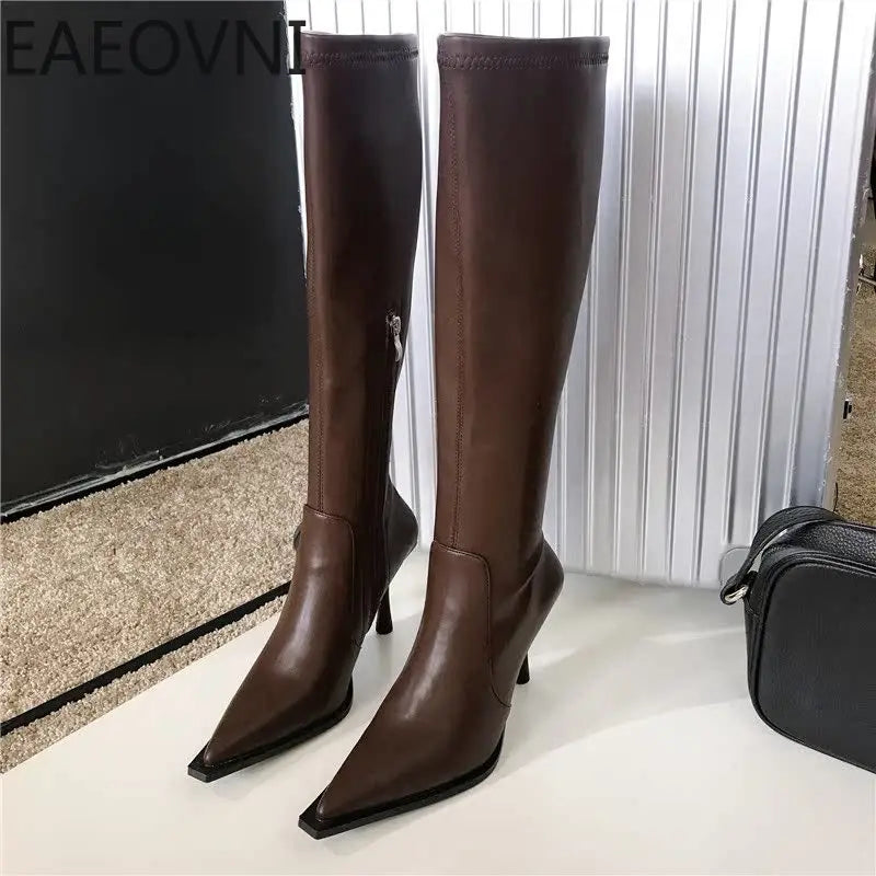 Winter High Boots For Women Fashion Street Style Pointed Toe Long Boots Female High Heel Women's Footwear - Eloy Royal