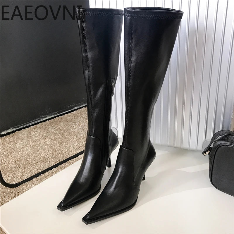 Winter High Boots For Women Fashion Street Style Pointed Toe Long Boots Female High Heel Women's Footwear - Eloy Royal