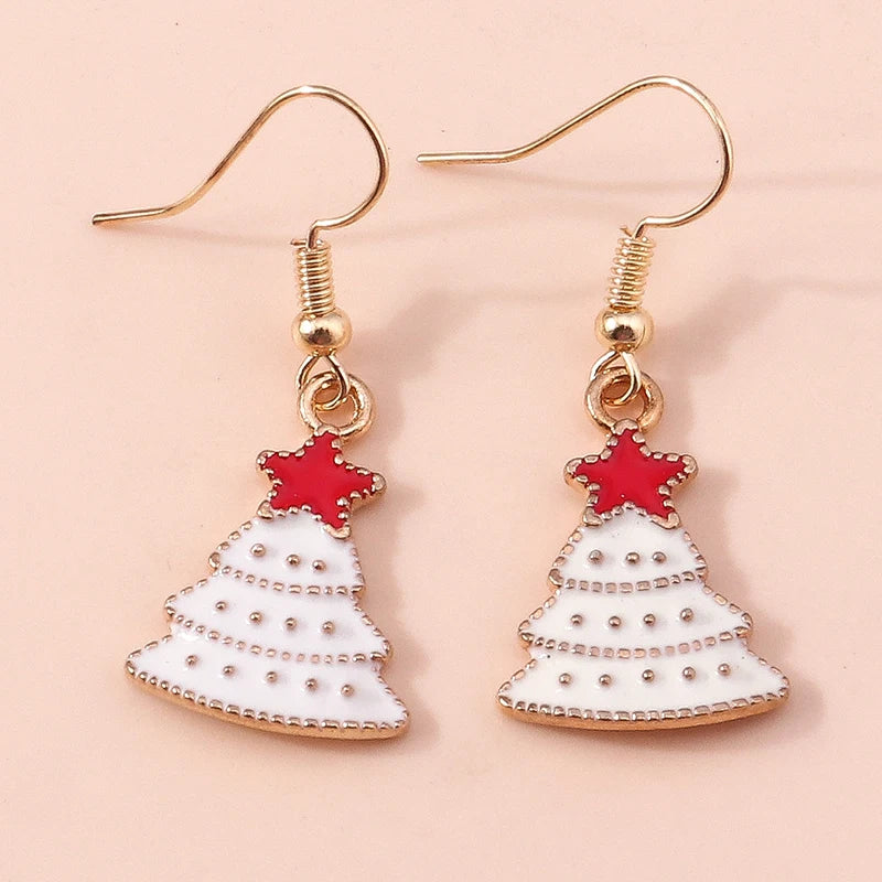 New Fashion Mix Styles Merry Christmas Drop Earrings for Women Christmas Tree Deer Santa Dangle Earrings New Year Jewelry Gifts